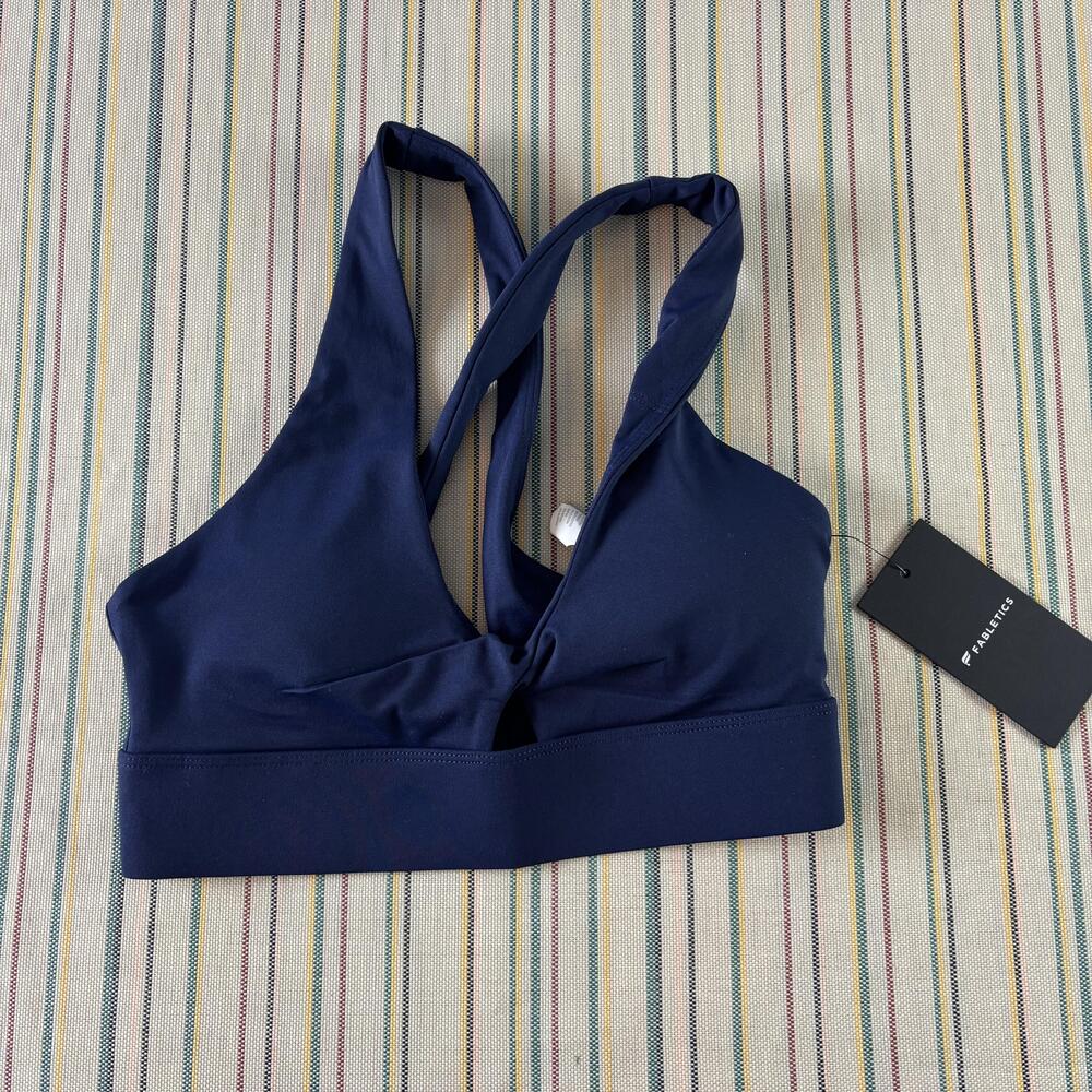 Fabletics Sports Bra Womens XS Blue Crossback Medium Support Athletic Yoga NWT